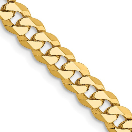 14k Yellow Gold Flat Beveled Curb Link Chains - 4.75 mm