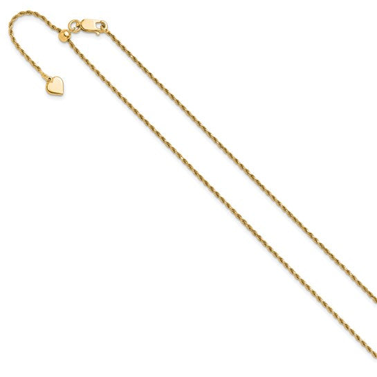 Sterling Silver Gold-Plated Diamond-Cut Rope Chain - Adjustable up to 22 Inches
