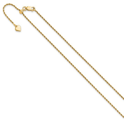 Sterling Silver Gold-Plated Diamond-Cut Rope Chain - Adjustable up to 22 Inches