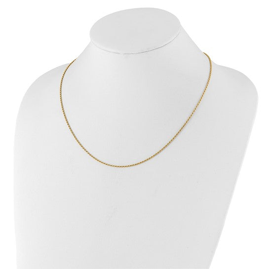 Sterling Silver Gold-Plated Diamond-Cut Rope Chain - Adjustable up to 22 Inches