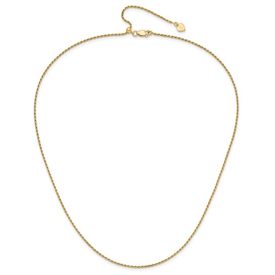 Sterling Silver Gold-Plated Diamond-Cut Rope Chain - Adjustable up to 22 Inches
