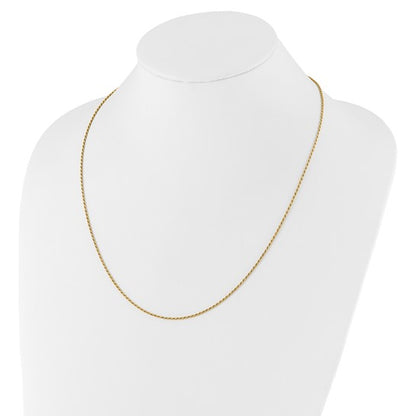 Sterling Silver Gold-Plated Diamond-Cut Rope Chain - Adjustable up to 22 Inches