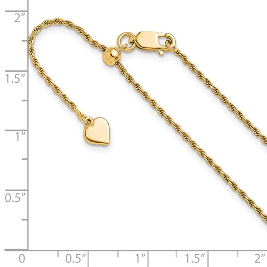Sterling Silver Gold-Plated Diamond-Cut Rope Chain - Adjustable up to 22 Inches