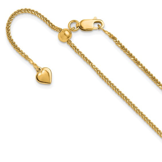 Sterling Silver Gold-Plated Diamond-Cut Square Spiga Chain - Adjustable up to 22 Inches (Copy)