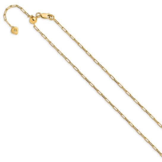 Sterling Silver Gold-Plated Paperclip Flat Oval Link Chain - Adjustable up to 22 Inches