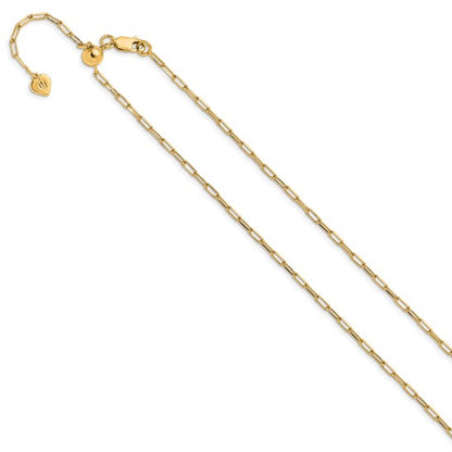 Sterling Silver Gold-Plated Paperclip Flat Oval Link Chain - Adjustable up to 22 Inches