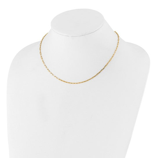 Sterling Silver Gold-Plated Paperclip Flat Oval Link Chain - Adjustable up to 22 Inches