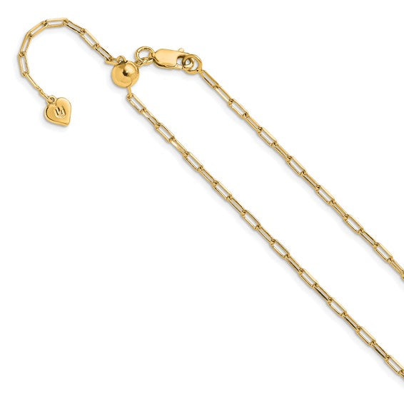 Sterling Silver Gold-Plated Paperclip Flat Oval Link Chain - Adjustable up to 22 Inches
