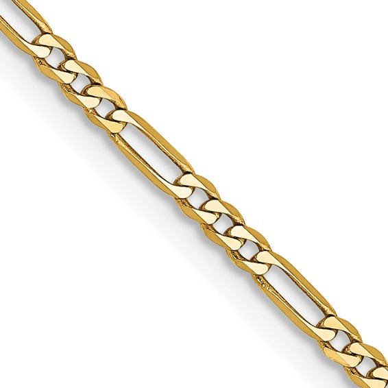 14k Flat Figaro Chain - 1.80 mm