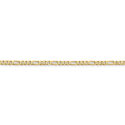 14k Yellow Gold Flat Figaro Chain - 2.25 mm