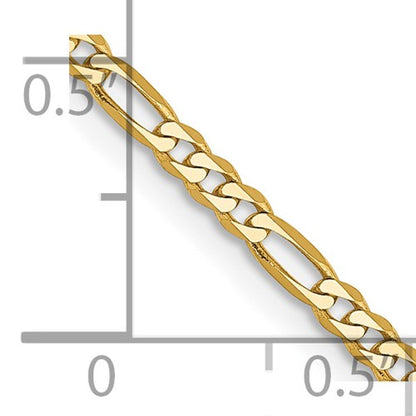14k Yellow Gold Flat Figaro Chain - 2.25 mm