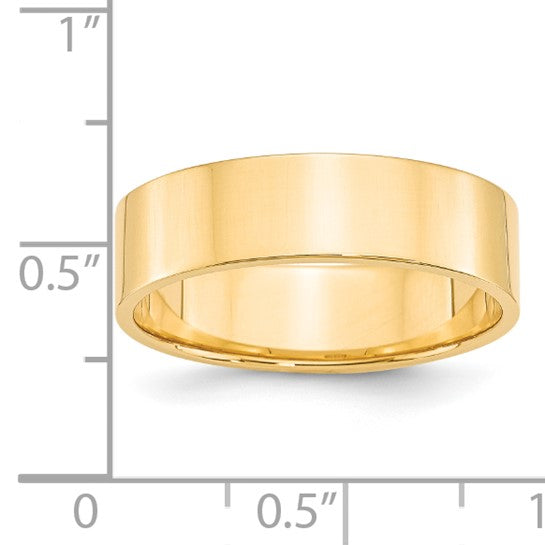 14k Flat Lightweight Wedding Bands - 6.00 mm