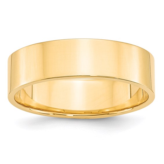 14k Flat Lightweight Wedding Bands - 6.00 mm