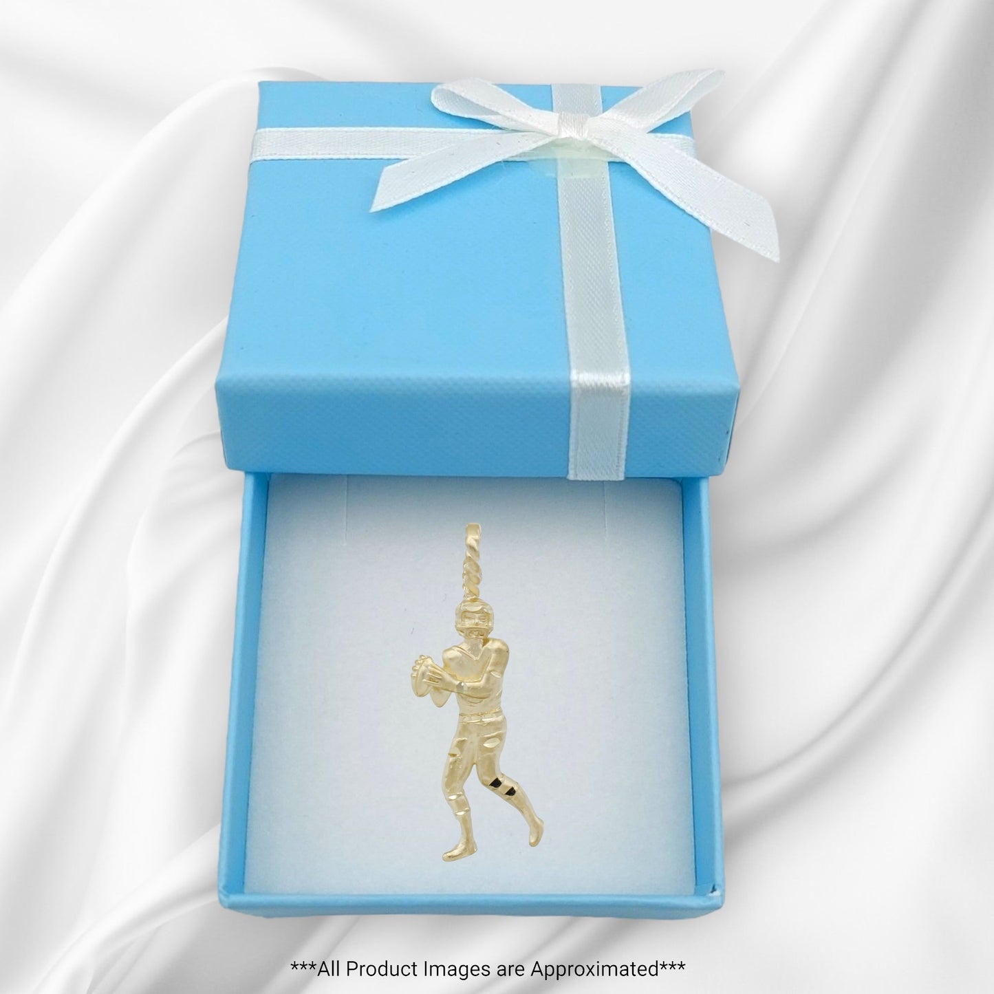 14k Yellow Gold Quarterback Football Player Charm Pendant