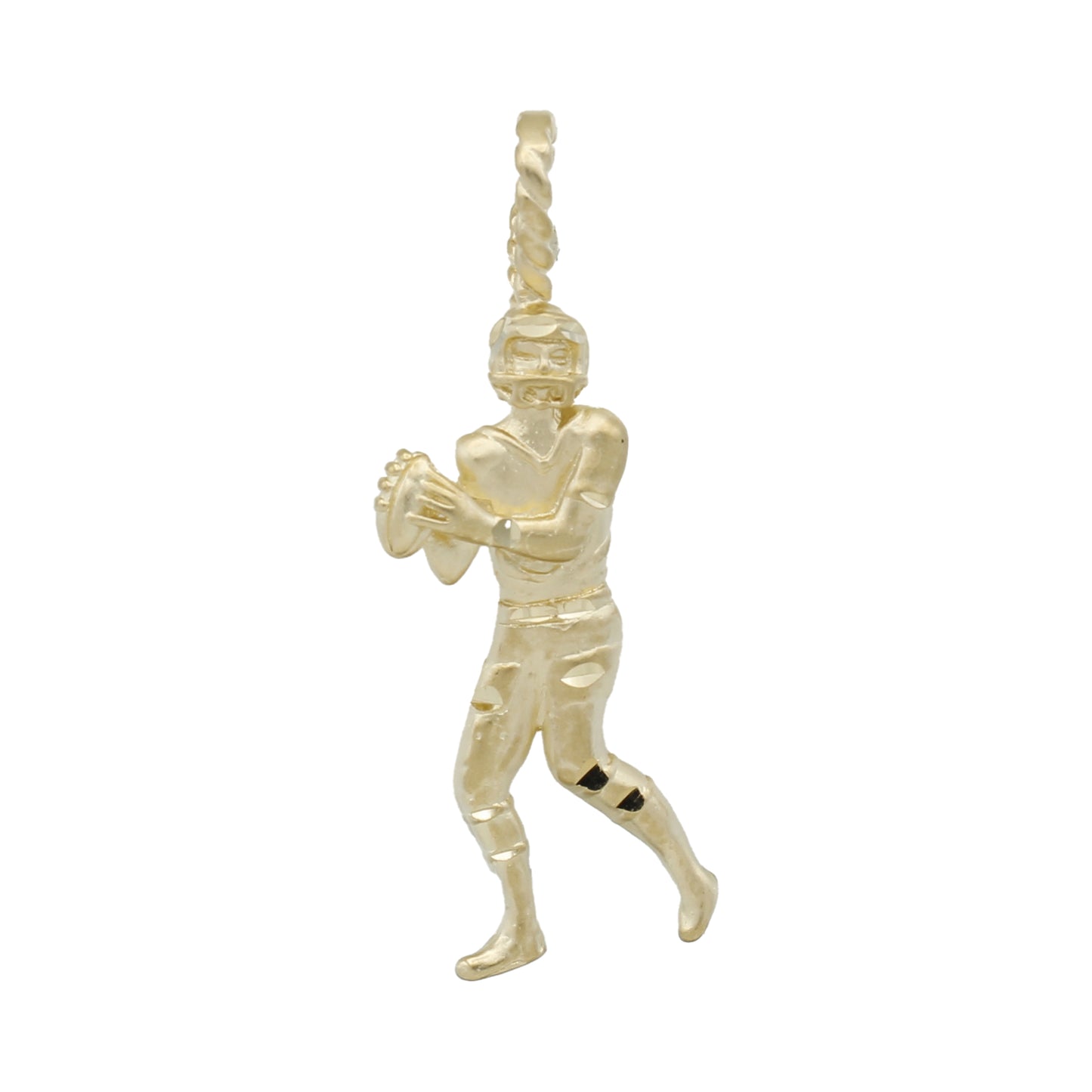 14k Yellow Gold Quarterback Football Player Charm Pendant