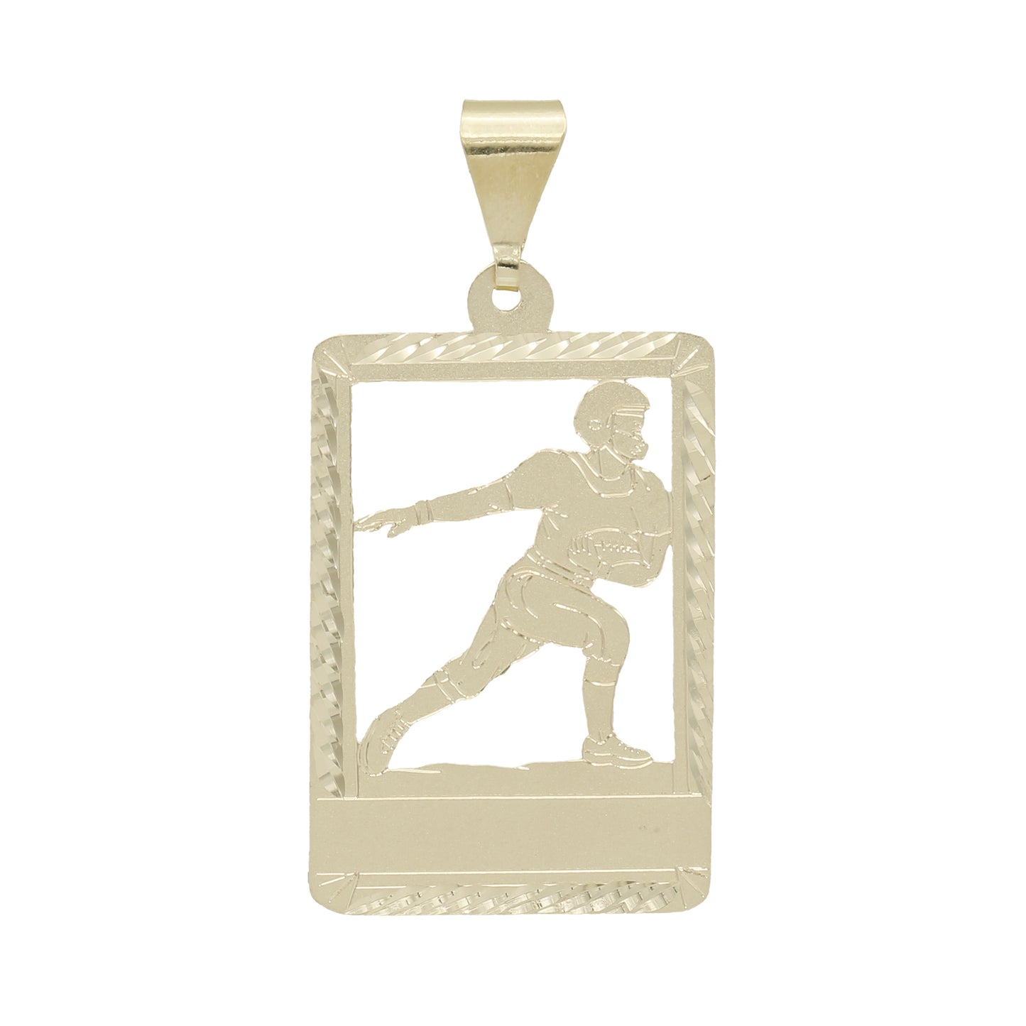 14k Yellow Gold Football Card Player Charm Pendant