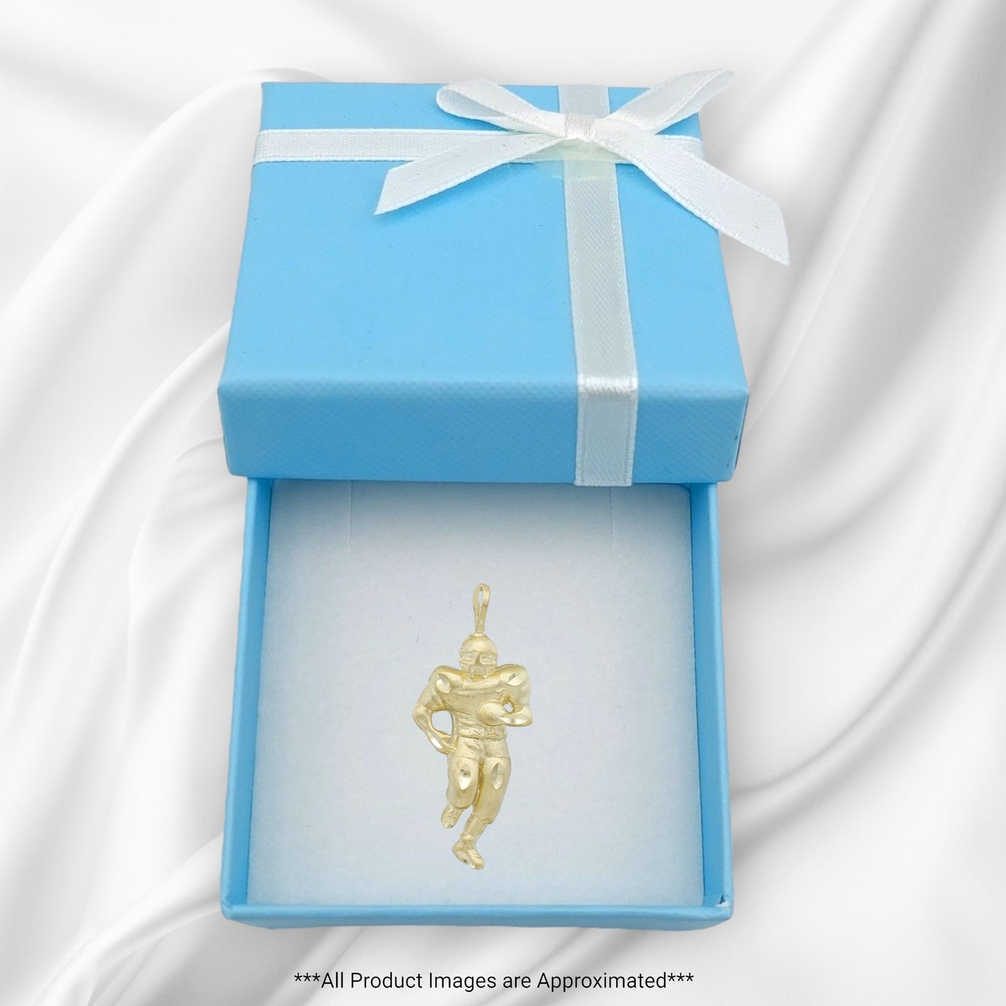 14k Yellow Gold Football Player Charm Pendant