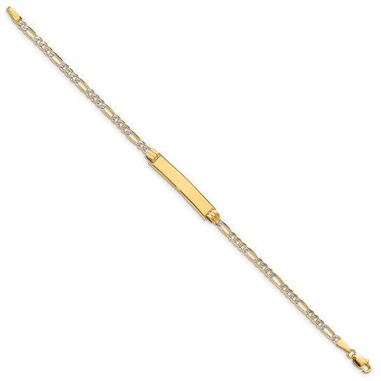 14k Two-Tone Pave Figaro Link ID Bracelet