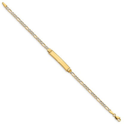 14k Two-Tone Pave Figaro Link ID Bracelet