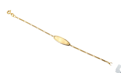 14k Children's Satin & Polished Bezel Figaro Link ID Bracelet