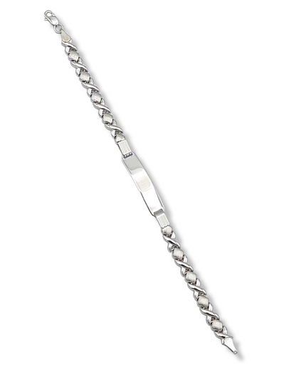 14k White Gold Children's X's & O's ID Bracelet