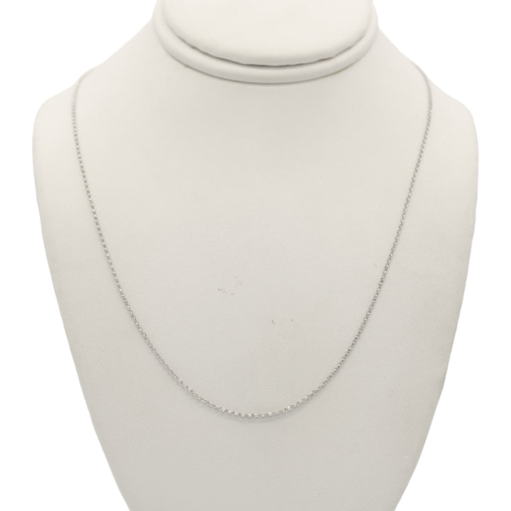 14k White Diamond-Cut Cable Link Chain 0.90 mm