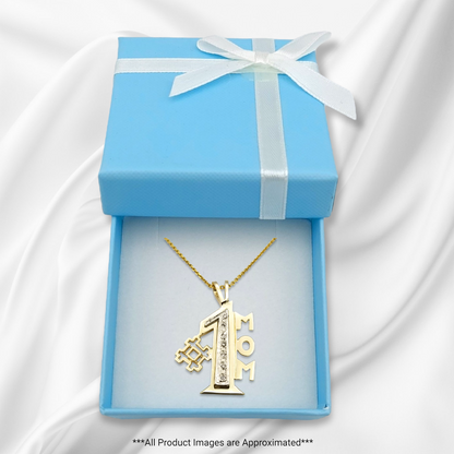14k Yellow Gold Diamond #1 Mom Charm
