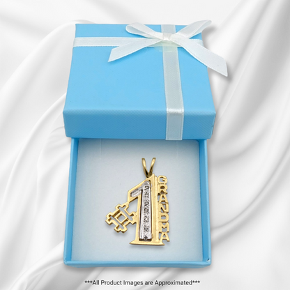 14k Yellow Gold Diamond #1 Grandma Charm
