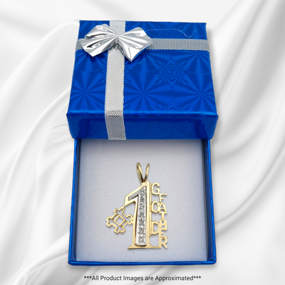 14k Yellow Gold Diamond #1 God Father Charm