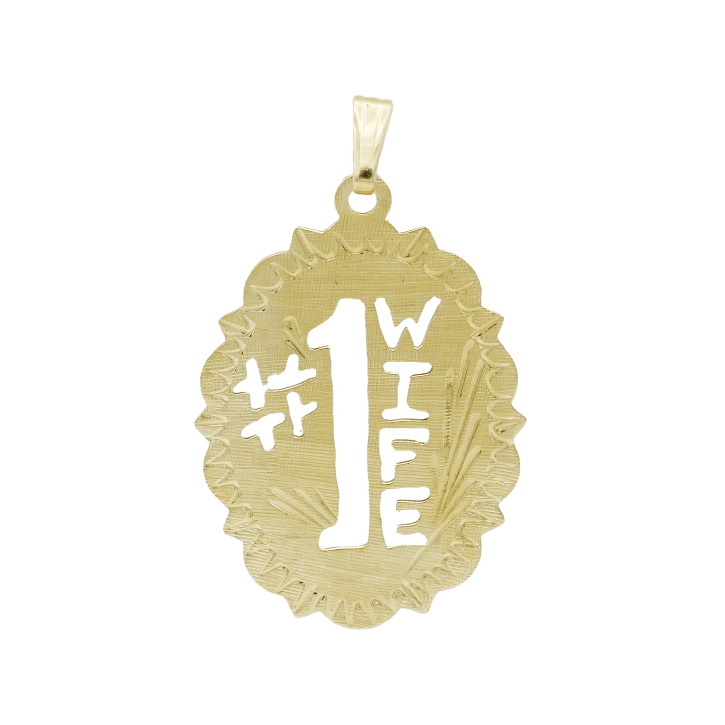 14k Yellow Gold Vintage Etched #1 Wife Charm