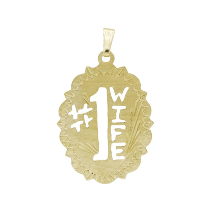 14k Yellow Gold Vintage Etched #1 Wife Charm