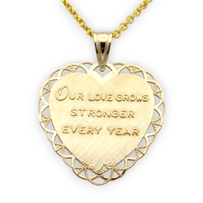 14k Yellow Gold Happy Anniversary Heart Charm
