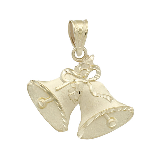 14k Yellow Gold Holiday Bells Charm Pendant