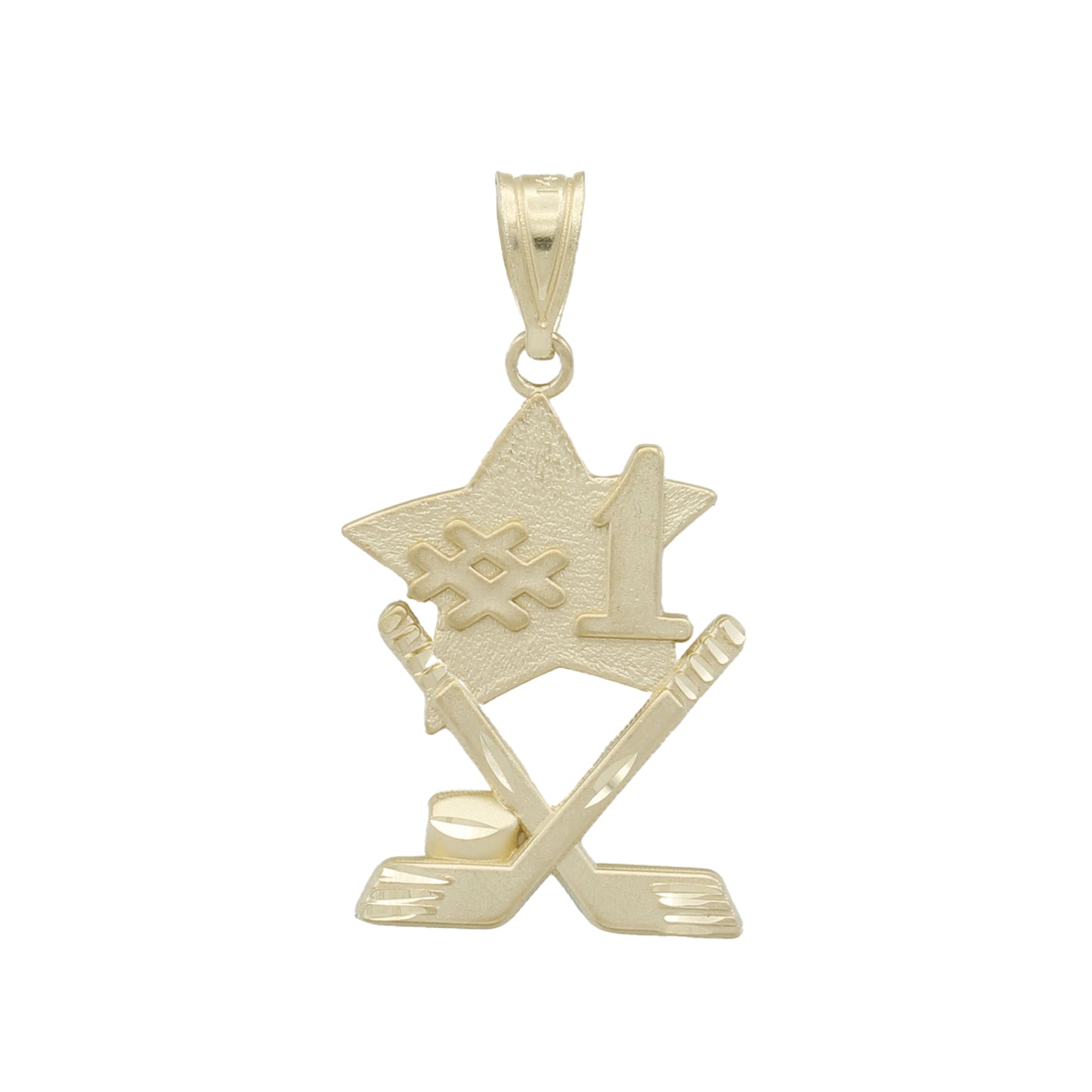 14k Yellow Gold #1 Hockey Charm Pendant