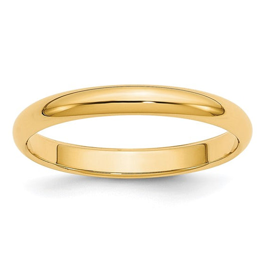 14k Half Round Standard Wedding Bands - 3.00 mm