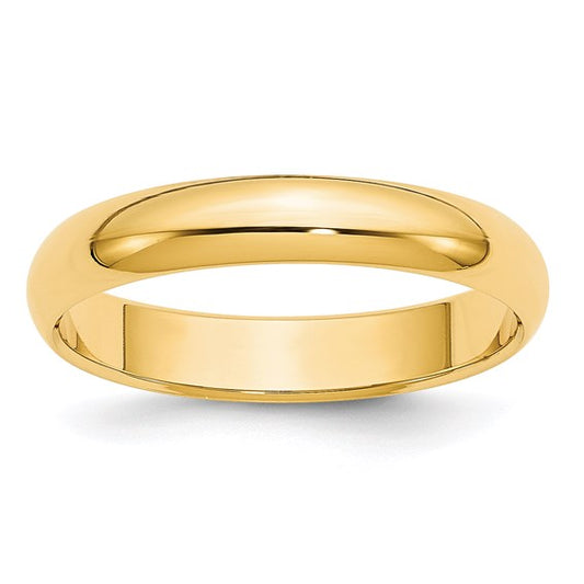 14k Half Round Standard Wedding Bands - 4.00 mm