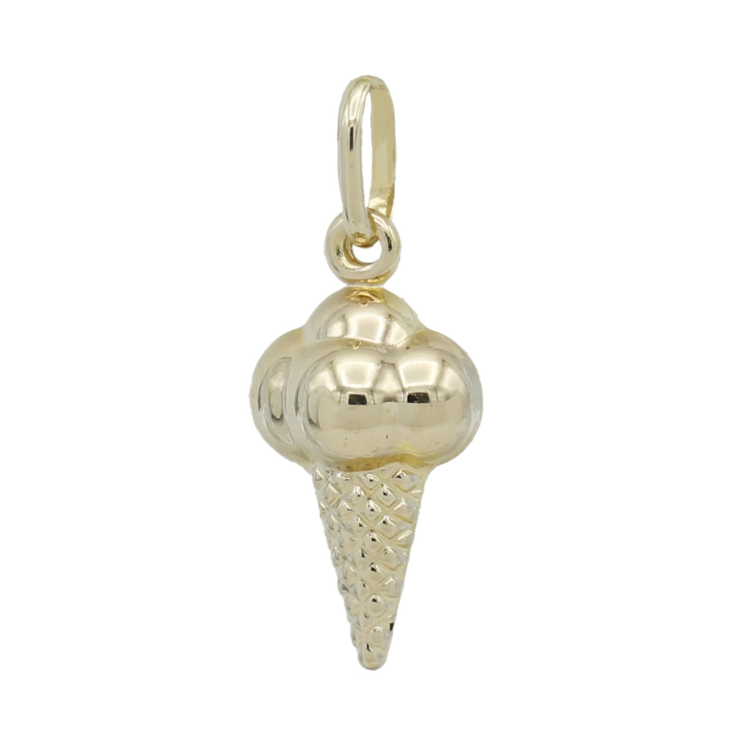 14k Yellow Gold Ice Cream Cone Charm Pendant