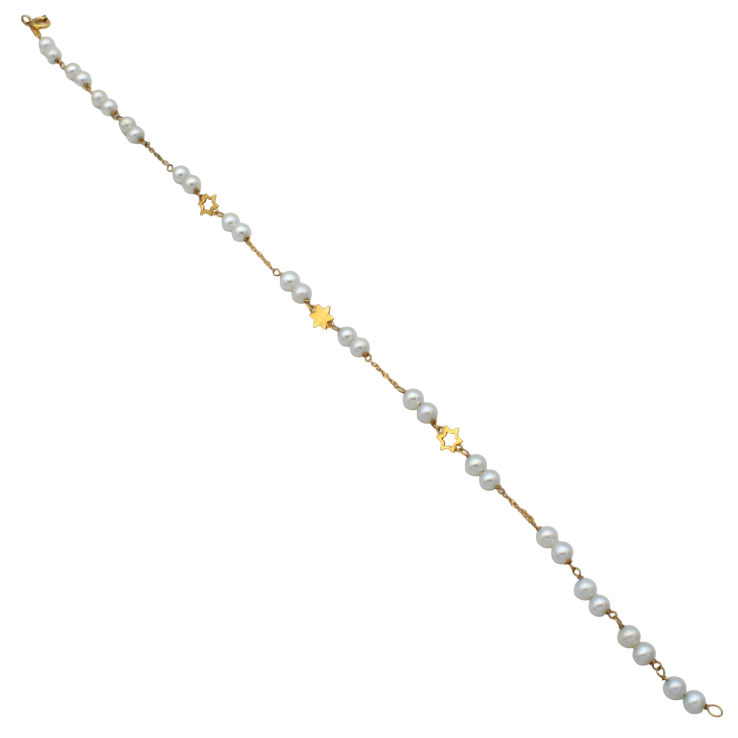 14k Yellow Gold Cultured Pearl Anklet