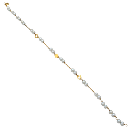 14k Yellow Gold Cultured Pearl Anklet