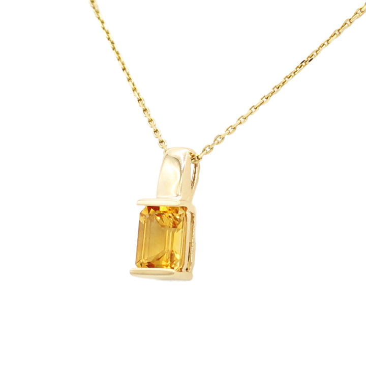 14k Citrine Solitaire Pendant