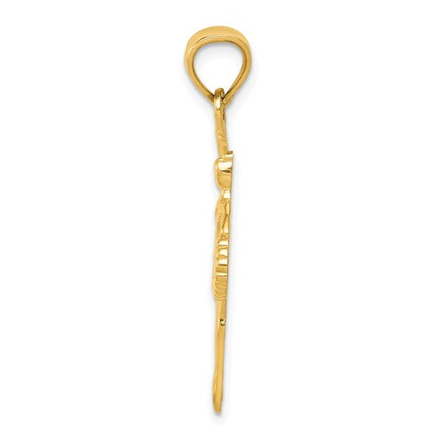 14k Yellow Gold Pink Enameled Ballerina Charm