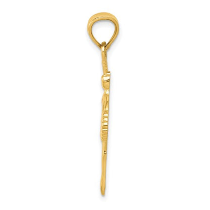 14k Yellow Gold Pink Enameled Ballerina Charm