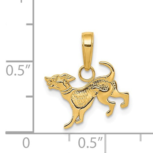 14k Yellow Gold Dog Pendant