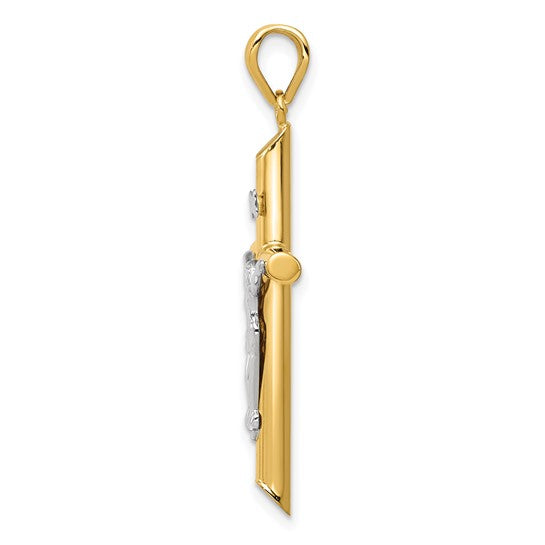 14k Two-Tone Crucifix Pendant