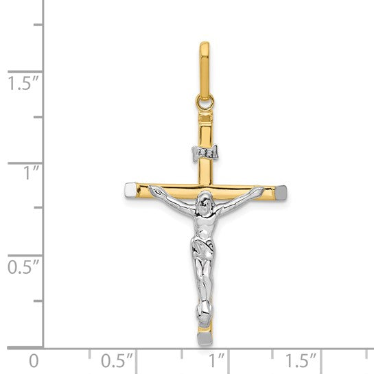 14k Two-Tone Gold Crucifix Pendant