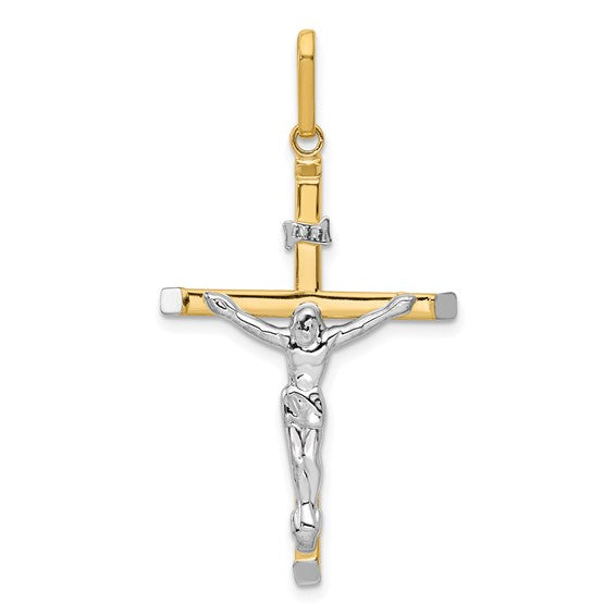 14k Two-Tone Gold Crucifix Pendant