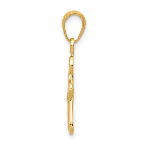 14k Yellow Gold Pink Enameled Ballet Slippers Charm