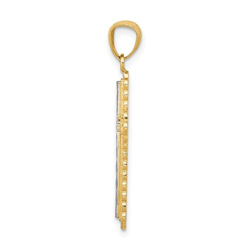 14k Two-Tone Diamond-Cut Cross Pendant