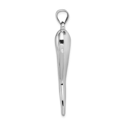 14k White Gold Hollow Italian Horn Charm - 44.5 mm