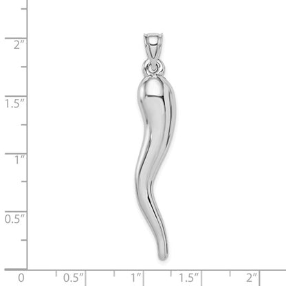 14k White Gold Hollow Italian Horn Charm - 44.5 mm